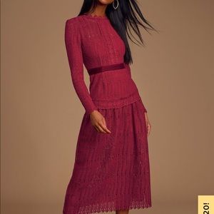 Lace Long Sleeve Midi Dress
